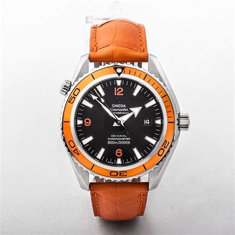 omega seamaster orange bezel crocodile strap|omega diver straps.